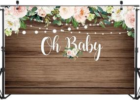 img 3 attached to 🌸 Mocsicka Rustic Wood Oh Baby Floral Baby Shower Backdrop 7x5ft - Brown Wood & Light Flower Photo Backdrop for Baby Shower Photography