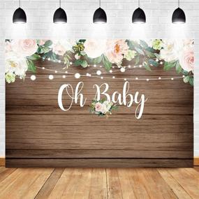 img 1 attached to 🌸 Mocsicka Rustic Wood Oh Baby Floral Baby Shower Backdrop 7x5ft - Brown Wood & Light Flower Photo Backdrop for Baby Shower Photography