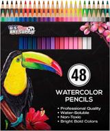 🎨 artist grade water soluble colored pencil set - u.s. art supply, 48 pieces, 7 inch full sized pencils logo