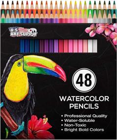 img 4 attached to 🎨 Artist Grade Water Soluble Colored Pencil Set - U.S. Art Supply, 48 Pieces, 7 Inch Full Sized Pencils