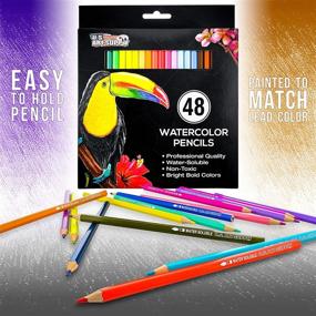 img 2 attached to 🎨 Artist Grade Water Soluble Colored Pencil Set - U.S. Art Supply, 48 Pieces, 7 Inch Full Sized Pencils