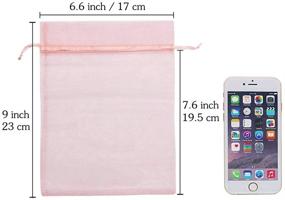 img 3 attached to HRX Package 100pcs Blush Pink Organza Bags: Large Drawstring Gift Pouches for Christmas Wedding Baby Shower