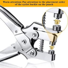 img 2 attached to 🔧 Grommet Eyelet Pliers: 3/16 Inch Punch Tool with 200 Metal Eyelets for Card, Paper, and Canvas - Portable Handheld Grommet Setting Tools (Silver and Golden)