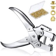 🔧 grommet eyelet pliers: 3/16 inch punch tool with 200 metal eyelets for card, paper, and canvas - portable handheld grommet setting tools (silver and golden) logo