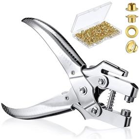 img 4 attached to 🔧 Grommet Eyelet Pliers: 3/16 Inch Punch Tool with 200 Metal Eyelets for Card, Paper, and Canvas - Portable Handheld Grommet Setting Tools (Silver and Golden)