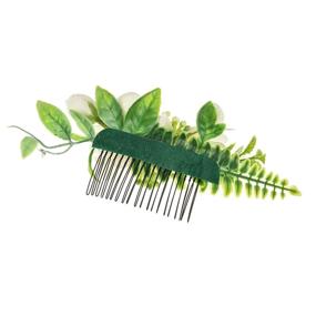 img 1 attached to 🌺 Green and Ivory Floral Wedding Bridal Hair Comb - DreamLily CM01: Camellia, Ranunculus, and Green Leaf Headpiece Clip