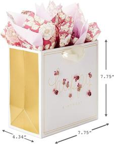 img 2 attached to 🎁 Hallmark Signature 7" Medium Birthday Gift Bag: Elegant Pink Flowers Design with Tissue Paper