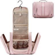 водонепроницаемая туалетная сумка для женщин от bagsmart - органайзер для путешествий с вешалкой для шампуня, полноразмерными контейнерами и туалетными принадлежностями - розовая косметичка для косметики. логотип
