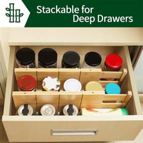 img 1 attached to Organize your Space with Adjustable Bamboo Drawer Dividers - Ideal for Kitchen, Office, Bedroom, and Bathroom (17-22 inches)