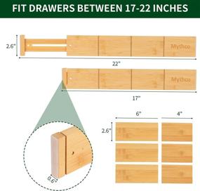 img 2 attached to Organize your Space with Adjustable Bamboo Drawer Dividers - Ideal for Kitchen, Office, Bedroom, and Bathroom (17-22 inches)