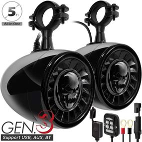 img 3 attached to 🔊 GoHawk AS5-X Gen.3 All-in-One 600W Built-in Amplifier 5" Full Range Waterproof Bluetooth ATV RZR UTV Stereo Speakers with Audio Amp System USB AUX, Fits 1.5 to 2" Rollcage Bar for Polaris, Can-Am, and 4 Wheeler