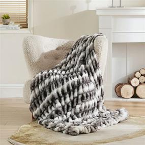 img 4 attached to 💤 Luxurious Ruched Gradient Ombre Faux Fur Blanket - Cozy Throw for Couch and Bed, Perfect Winter Warmth (50 × 60 inches, Grey)