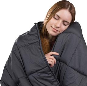 img 4 attached to 🛏️ Premium Class Cotton Weighted Blanket for Adults (48X72, 20 lbs, Twin Size, Dark Grey) - Organic Cooling Cotton &amp; Premium Glass Beads – Designed in USA - Heavy Cool Weighted Blanket for Hot &amp; Cold Sleepers