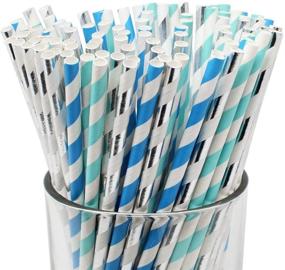 img 2 attached to 🍼 Just Artifacts Premium Biodegradable Disposable Drinking Paper Straws - 100pcs, Baby Boy, Eco-Friendly