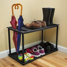 img 3 attached to 🌂 Innover Two-Tier Boot Tray with Umbrella Stand: Multi-Purpose Shoe Rack and Entryway Organizer