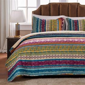 img 4 attached to 🌵 Vibrant Southwest Quilt Set - Greenland Home Siesta Collection, Full/Queen (3 Piece)