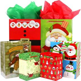 img 3 attached to 🎁 Christmas Gift Bags Bulk Set with Handles - Fzopo 4 XL, 4 Large, 4 Medium Assorted Sizes for Wrapping Holiday Gifts - Variety Pack