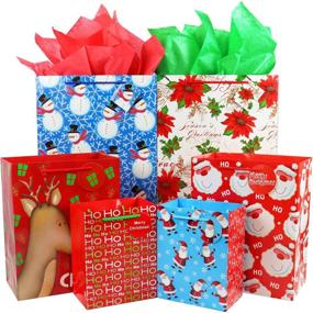 img 2 attached to 🎁 Christmas Gift Bags Bulk Set with Handles - Fzopo 4 XL, 4 Large, 4 Medium Assorted Sizes for Wrapping Holiday Gifts - Variety Pack