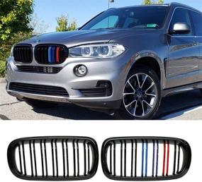 img 4 attached to SNA M Color F15 Grill For X5 F15 X6 F16 X5M X6M 2014-2019 (Double Slats ABS Gloss Black Kidney Grill