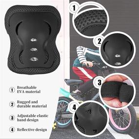 img 2 attached to 🦋 Premium Kids Protective Gear Set for Safe Skating, Cycling, and More - Soft Knee Pads, Elbow Pads, Wrist Guards for Toddlers and Children (Butterfly Black, M)