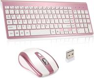 💻 wireless keyboard and mouse combos - thin & energy-saving, compatible with windows and desktop computers - silver & pink gold logo