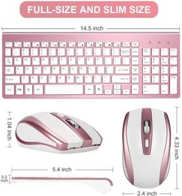 img 2 attached to 💻 Wireless Keyboard and Mouse Combos - Thin & Energy-Saving, Compatible with Windows and Desktop Computers - Silver & Pink Gold