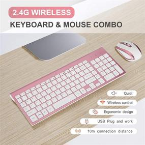 img 3 attached to 💻 Wireless Keyboard and Mouse Combos - Thin & Energy-Saving, Compatible with Windows and Desktop Computers - Silver & Pink Gold