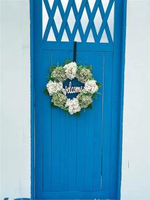 img 3 attached to Sipull Hydrangea Wreath with Lights: 18.5-Inch Spring/Summer Front Door Decoration in Green/White - Perfect Farmhouse Outdoor Wreath for a Welcoming Entrance