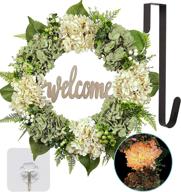 sipull hydrangea wreath with lights: 18.5-inch spring/summer front door decoration in green/white - perfect farmhouse outdoor wreath for a welcoming entrance логотип