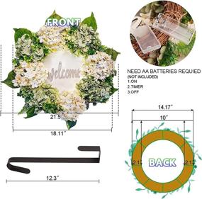 img 2 attached to Sipull Hydrangea Wreath with Lights: 18.5-Inch Spring/Summer Front Door Decoration in Green/White - Perfect Farmhouse Outdoor Wreath for a Welcoming Entrance