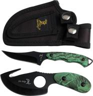 🔪 elk ridge outdoors 2-pc fixed blade hunting knife set - premium skinner and gut hook blades for hunting, camping, and survival - er-300ca, 7-inch/6.5-inch overall логотип