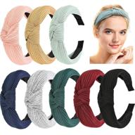 🎀 set of 8 knot headbands for women and girls, non-slip knotted headbands in wide turban style, elastic hair accessories, fabric hair bands logo