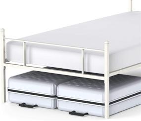 img 2 attached to 🛏️ White Twin Bed Frame with Headboard and Footboard - Single Platform Bedframe with Storage, No Box Spring Needed for Boys and Girls by HAAGEEP