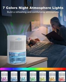 img 3 attached to 🌬️ 900ml Portable and Ultra Quiet Dehumidifier with Colorful LED Light - Compact Mini Air Dehumidifier for Home Bedroom Bathroom Basements Closet RV Room - Covers 2200 Cubic Feet