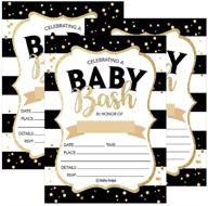 👶 unique coed twin sprinkle baby shower invitations - 25 black gold bash, cute fill or write in cards for boys or girls, printable chic vintage party supplies logo