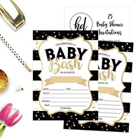img 2 attached to 👶 Unique Coed Twin Sprinkle Baby Shower Invitations - 25 Black Gold Bash, Cute Fill or Write In Cards for Boys or Girls, Printable Chic Vintage Party Supplies
