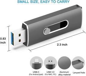 img 3 attached to 💨 High-Speed 128GB USB C Thumb Drive by KOOTION - USB 3.0 Flash Drive Dual Type-C USB Stick in Aluminum Alloy - Memory Stick for Smartphone, Mac, Laptop