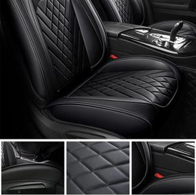 img 2 attached to 🚗 FREESOO Front Car Seat Cover: Faux Leather Cushion for Universal Fit in Cars, SUVs, Sedans, Pick-up Trucks - Year Round Use (Black 13-2PCS)