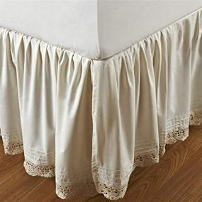 img 1 attached to 🛏️ Ivory Queen Bed Skirt: Be-You-tiful Home Bella Crochet - Elegant & Charming
