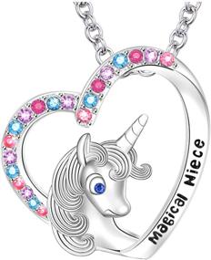 img 4 attached to 🦄 Girls' Unicorn Necklace - Auntie's Valentine's Day Gift and Birthday Present for Niece, Unicorn Jewelry, Gift for Girls