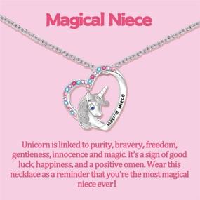 img 3 attached to 🦄 Girls' Unicorn Necklace - Auntie's Valentine's Day Gift and Birthday Present for Niece, Unicorn Jewelry, Gift for Girls