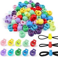 🌈 100pcs spring-loaded plastic round bubble cord lock for face mask earloop - 10 assorted colors, adjustable sliding end toggle stopper, reusable single hole buckle fastener, comfortable fit logo