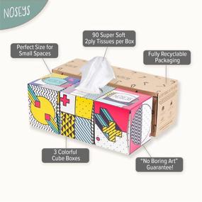 img 1 attached to 💨 Noseys Soft Facial Tissues - 3 Pack of Eco-Friendly Tissue Cube Boxes (270 Tissues) for Schools, Bathrooms, and Offices - Lint-Free, Super Softness (Memphis)