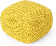 lucy knitted yellow cotton square pouf by christopher knight home логотип