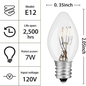 img 3 attached to 💡 25-Pack Silver 7 Watt Night Light Replacement Bulbs - E12 Socket C7 Incandescent Bulbs for Salt Lamps, Electric Window Candles, Night Lamps, and Christmas Lights.