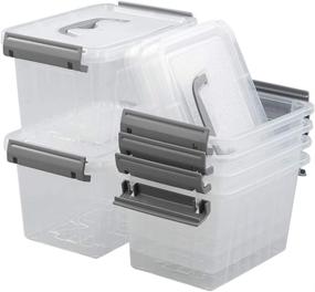 img 4 attached to Efficient Storage Solution: Pekky 3.5 Quart Clear Plastic Bins - Small Handle Storage Box, 6 Packs in Gray