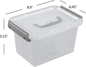 img 3 attached to Efficient Storage Solution: Pekky 3.5 Quart Clear Plastic Bins - Small Handle Storage Box, 6 Packs in Gray