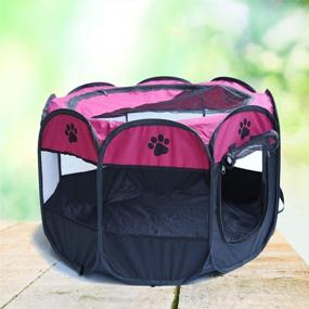 img 2 attached to 🐾 Horing Pop Up Tent Pet Playpen Carrier – Portable, Foldable, and Durable Paw Kennel for Dogs, Cats, and Puppies