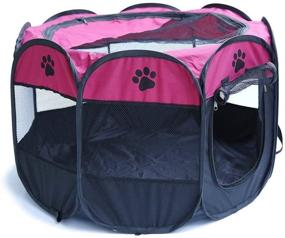 img 1 attached to 🐾 Horing Pop Up Tent Pet Playpen Carrier – Portable, Foldable, and Durable Paw Kennel for Dogs, Cats, and Puppies