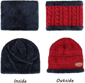 img 1 attached to Scarf Winter Beanie Fleece Lined Boys' Accessories and Hats & Caps